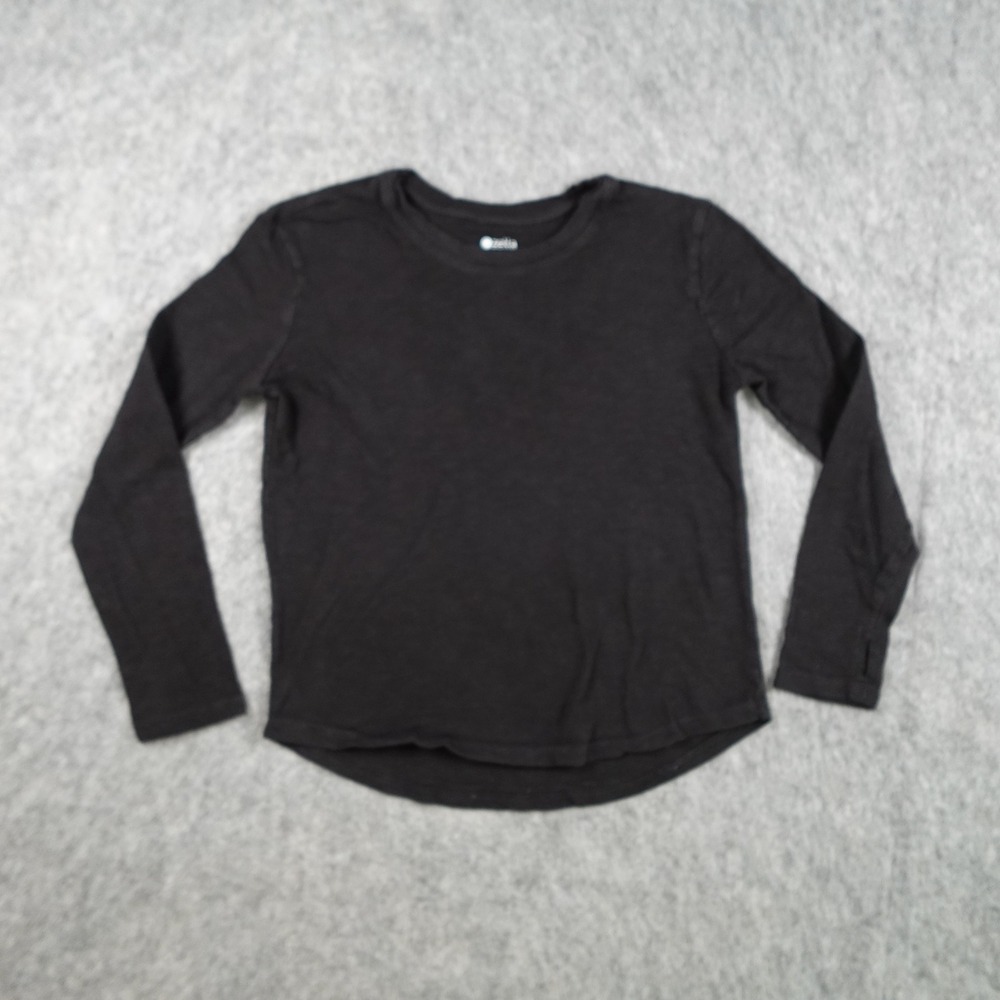 Zella Top Girls Extra Small Black Long Sleeve Crew Neck Cotton Active NR485302BG